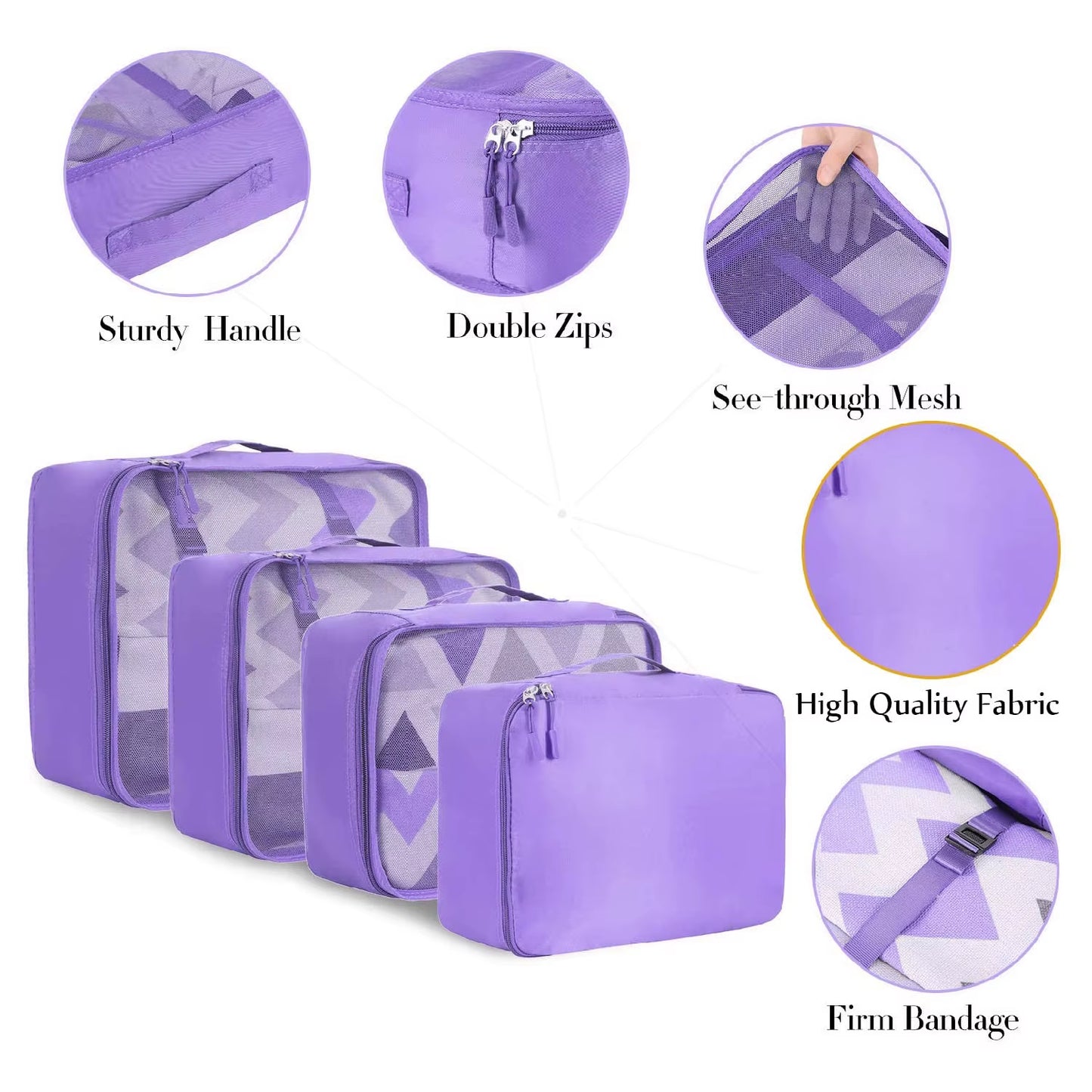 Lightweight Travel Accessories 8 Set Space Saving Luggage Packing Cubes