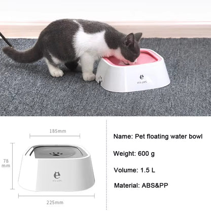 Non-Spill Floating Water Bowl for Dogs and Cats - Plastic Anti-Overflow Dispenser