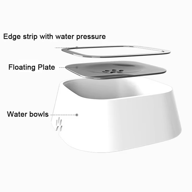 Non-Spill Floating Water Bowl for Dogs and Cats - Plastic Anti-Overflow Dispenser