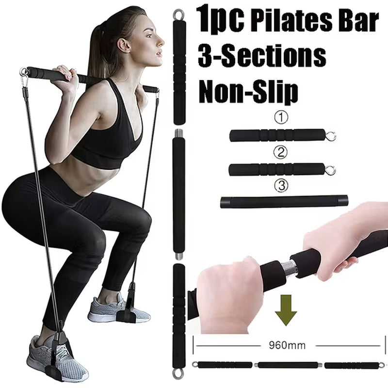 Ultimate Workout Bar & Resistance Bands Set for Fitness: Transform Your Home into a Gym with Pilates, Yoga, and Strength Training!