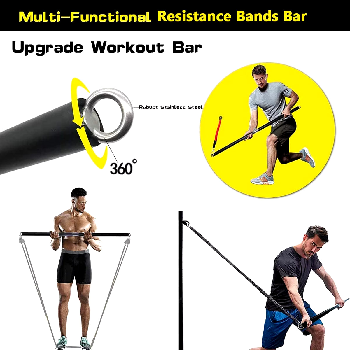 Ultimate Workout Bar & Resistance Bands Set for Fitness: Transform Your Home into a Gym with Pilates, Yoga, and Strength Training!