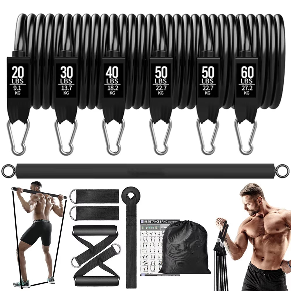 Ultimate Workout Bar & Resistance Bands Set for Fitness: Transform Your Home into a Gym with Pilates, Yoga, and Strength Training!