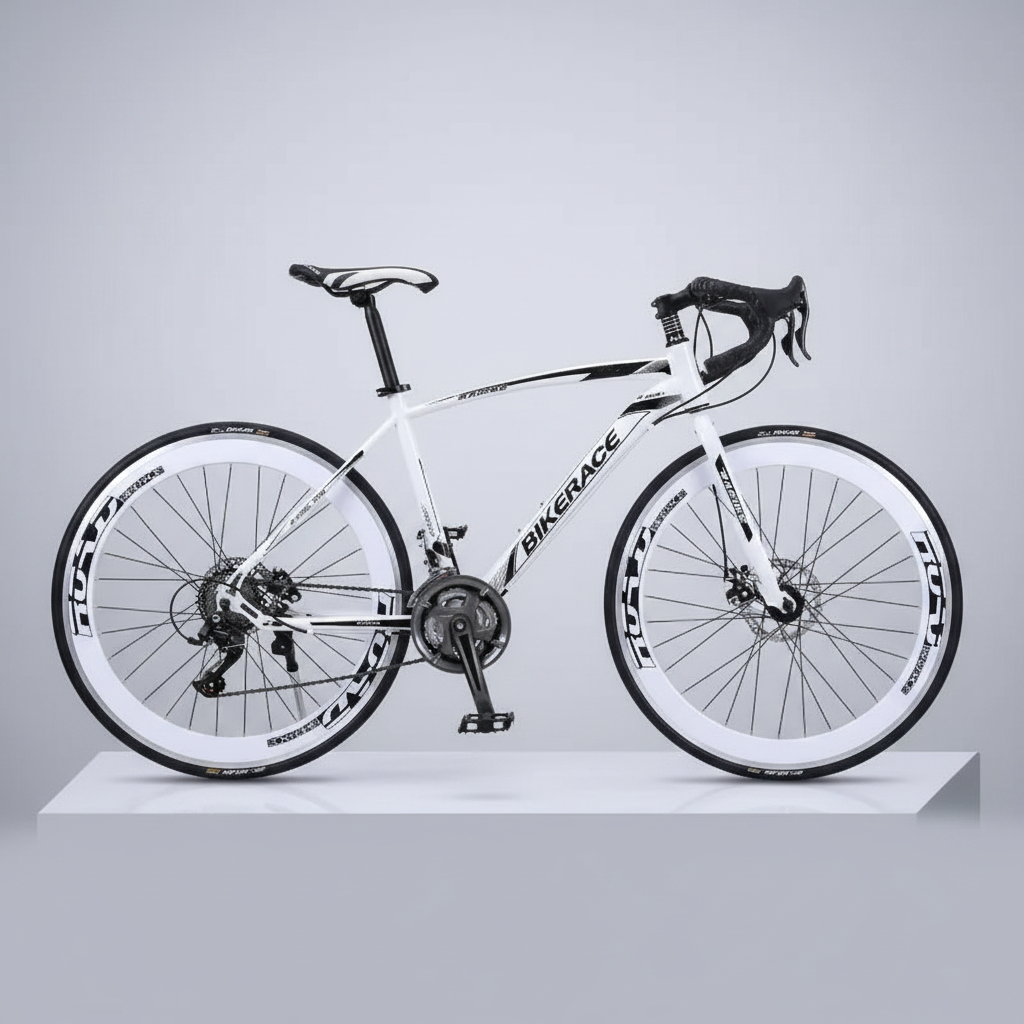 Rennrad mit grauem Hintergrund